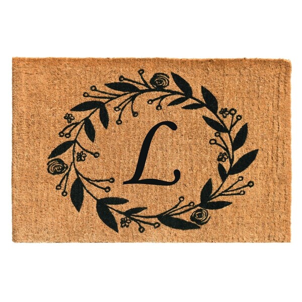 Configuracion 24 x 36 x 1.5 in. Black Rose Rectangular Doormat Natural - Letter L CO3362167 - main